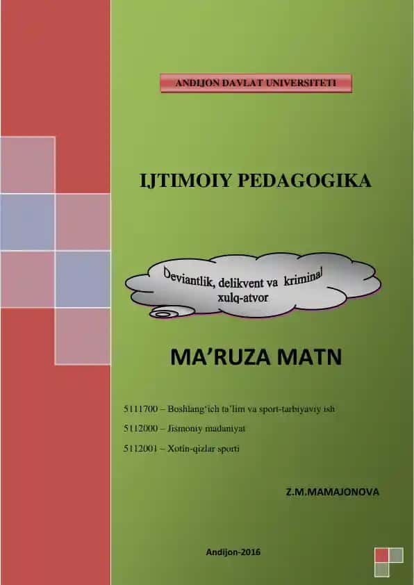 Maruza matni "Boshlang‘ich ta’lim va sport-tarbiyaviy ish"