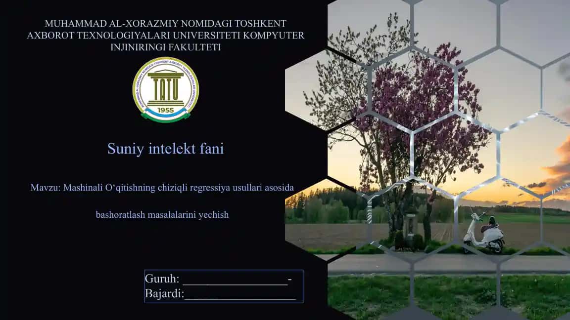 Mashinali O‘qitishning chiziqli regressiya usullari asosida bashoratlash masalalarini yechish