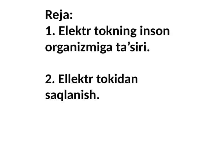 Elektr tokning inson organizmiga ta’siri
