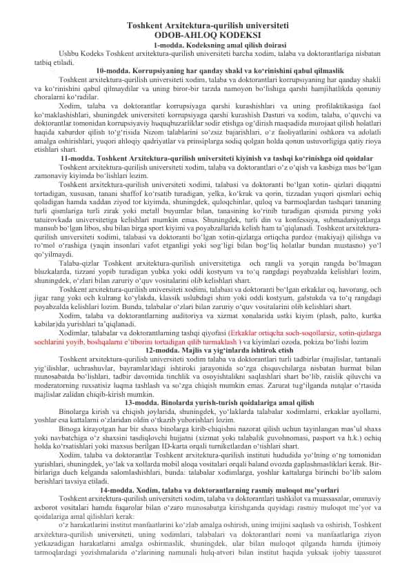 ODOB-AHLOQ KODEKSI