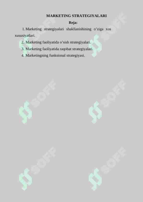MARKETING STRATEGIYALARI