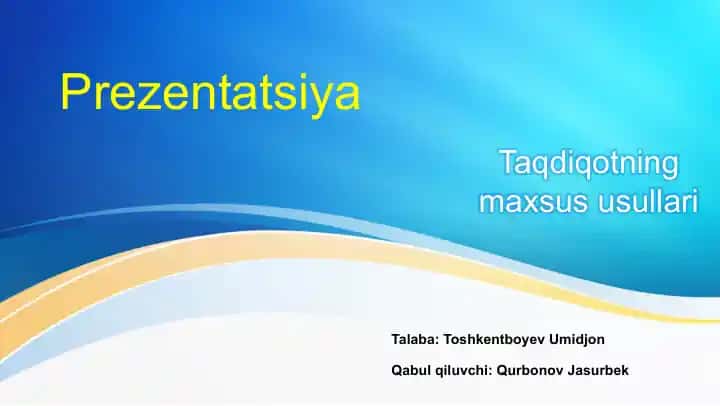 Taqdiqotning maxsus usullari