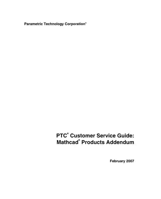 PTC Customer Service Guide: Mathcad Products Addendum