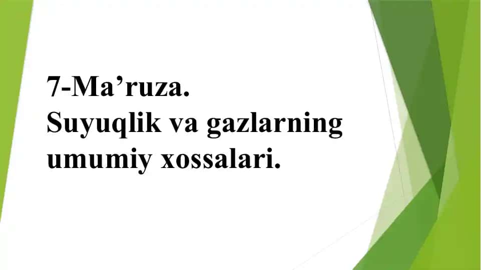 Suyuqliklarning Umumiy Xossalari