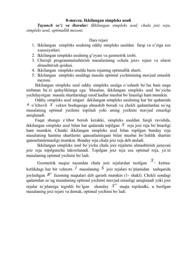 Ikkilangan simpleks usuli
