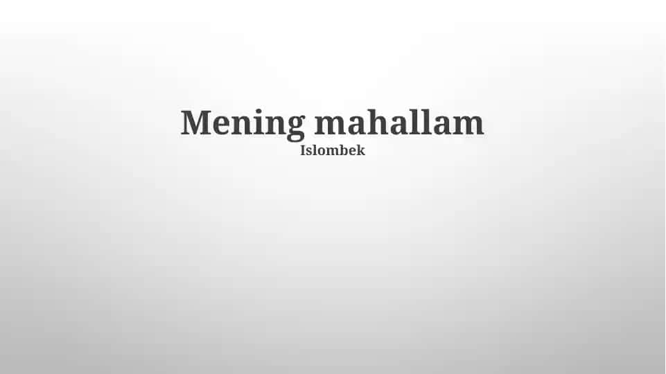 Mening mahallam
