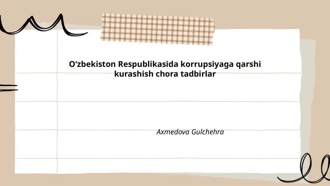 Oʻzbekiston Respublikasida korrupsiyaga qarshi kurashish chora tadbirlar