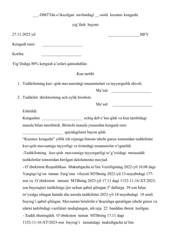 Kuzatuv Kengashi Protokoli