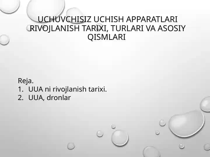 Uchuvchisiz uchish apparatlari rivojlanishi