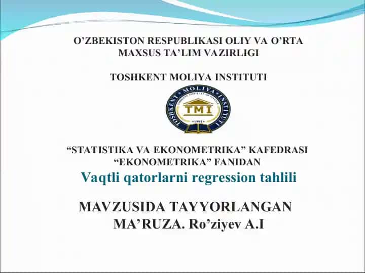 Vaqtli qatorlarni regression tahlili
