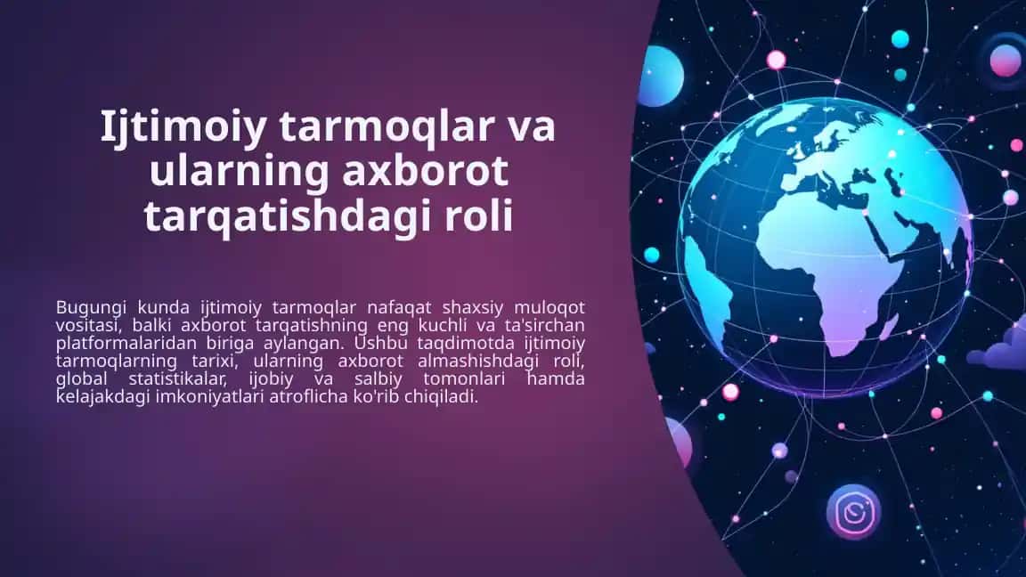 Ijtimoiy tarmoqlar va ularning axborot tarqatishdagi roli
