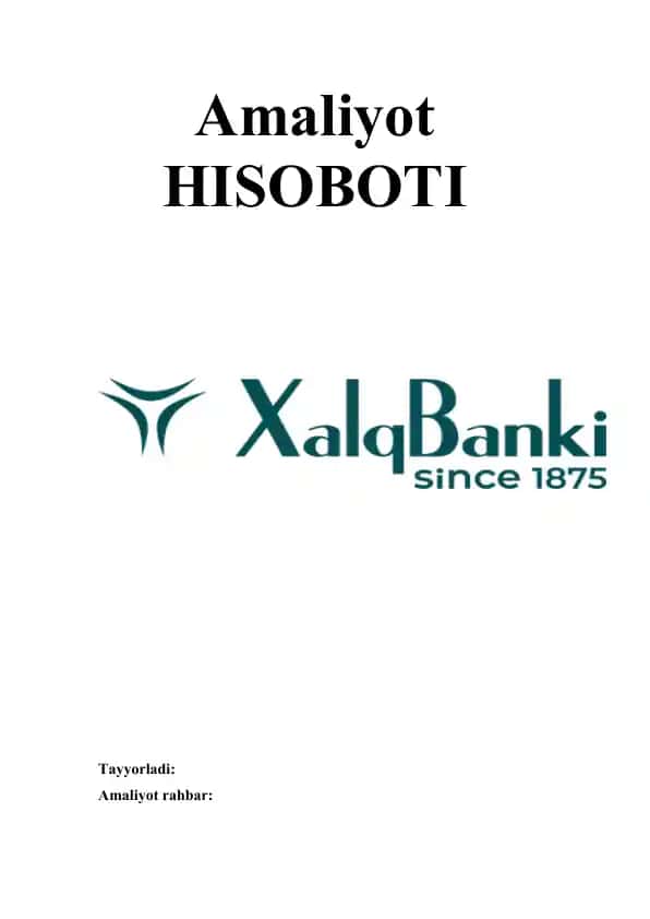 Xalq banki Amaliyoti hisobot