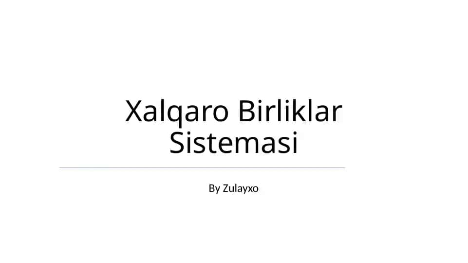 Xalqaro Birliklar Sistemasi