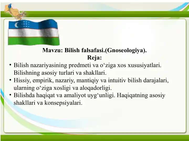 Bilish Falsafasi (Gnoseologiya)