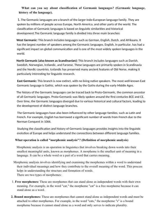 Classification of Germanic Languages