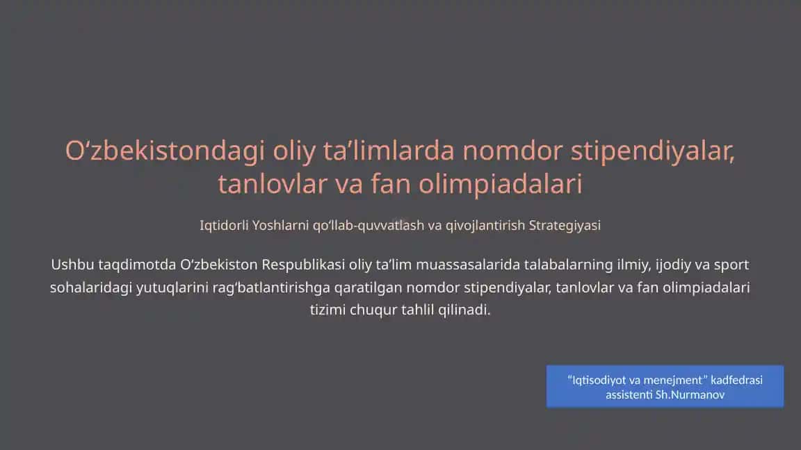 Oliy ta'limdan om dor stipendiyalar