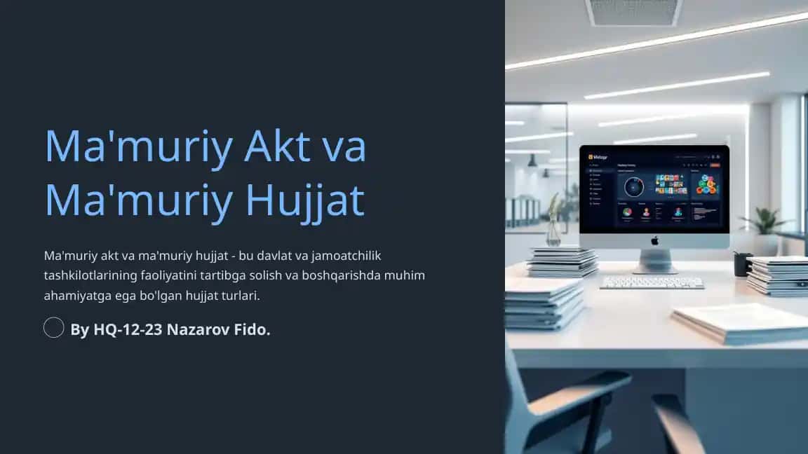 Ma'muriy Akt va Ma'muriy Hujjat