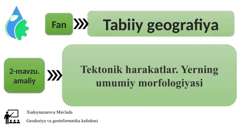 Tektonik harakatlar. Yerning umumiy morfologiyasi
