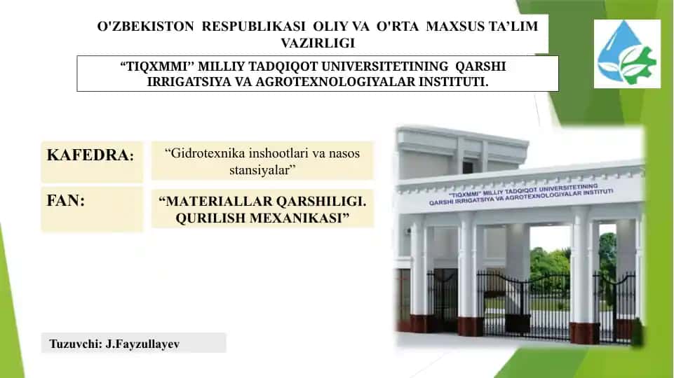 Gidrotexnika inshootlari va nasos stansiyalari
