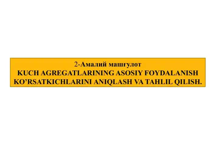 Amaliy mashg'ulot