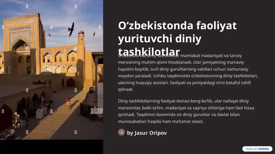 O‘zbekistonda faoliyat yurituvchi diniy tashkilotlar
