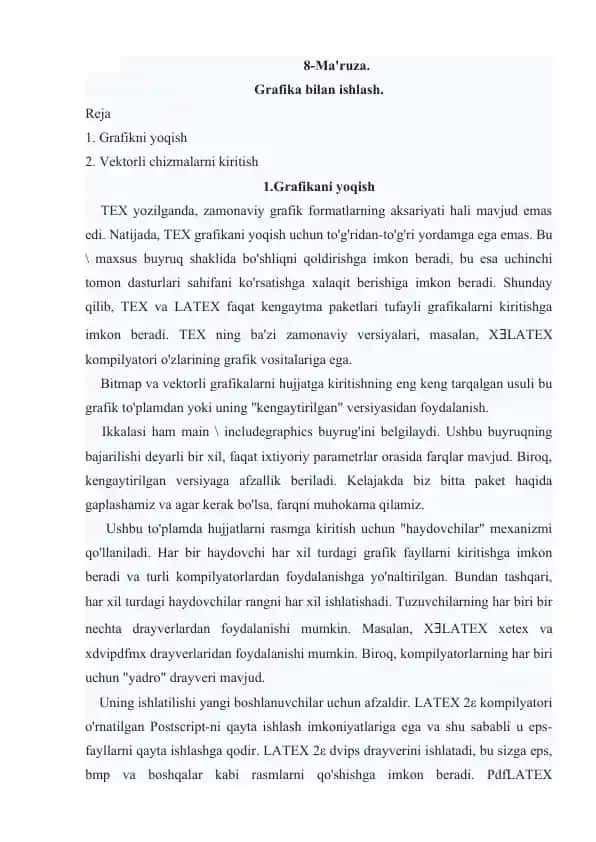 Grafika bilan ishlash