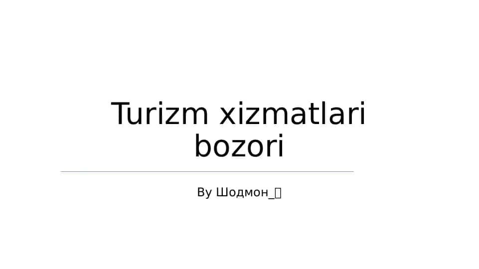 Turizm xizmatlari bozori