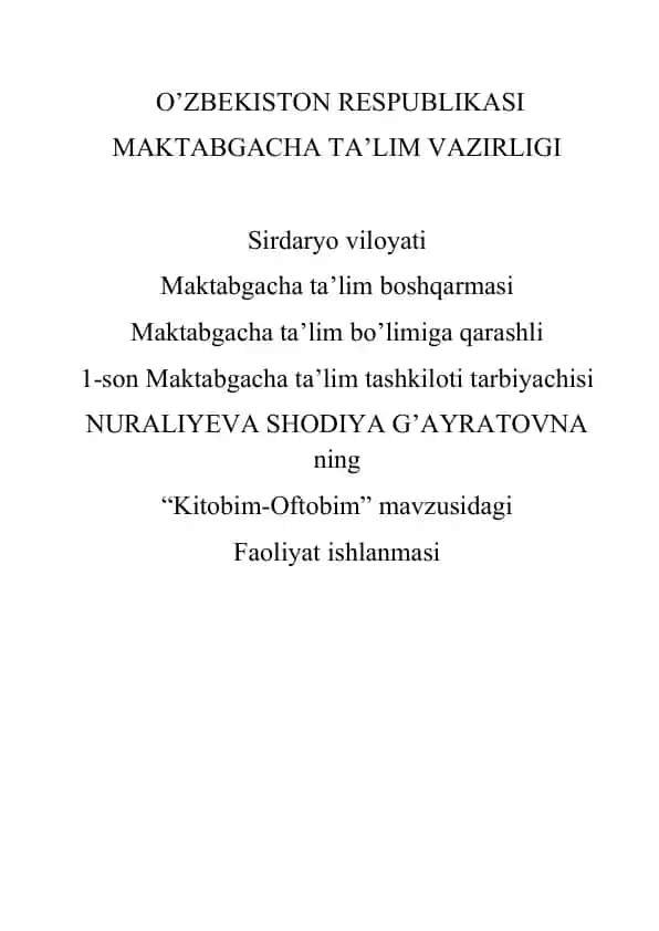 "Kitobim-Oftobim"