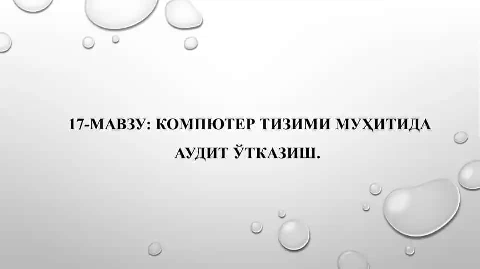 Компьютер Тизими Муҳитида Аудит Ўтказиш