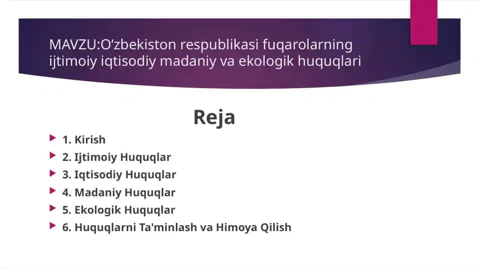 Oʻzbekiston respublikasi fuqarolarning ijtimoiy iqtisodiy madaniy va ekologik huquqlari
