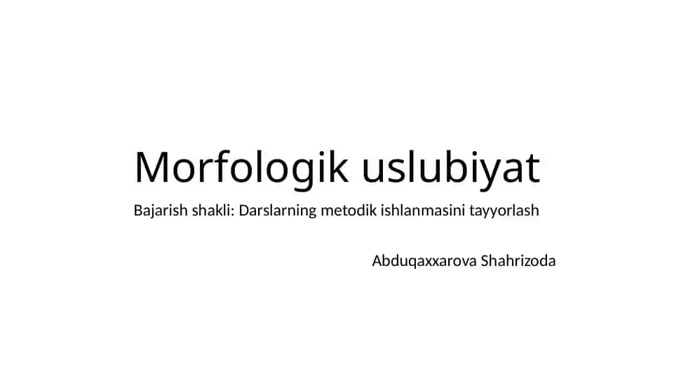 Morfologik uslubiyat