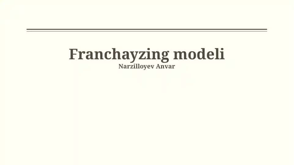 Franchayzing modeli