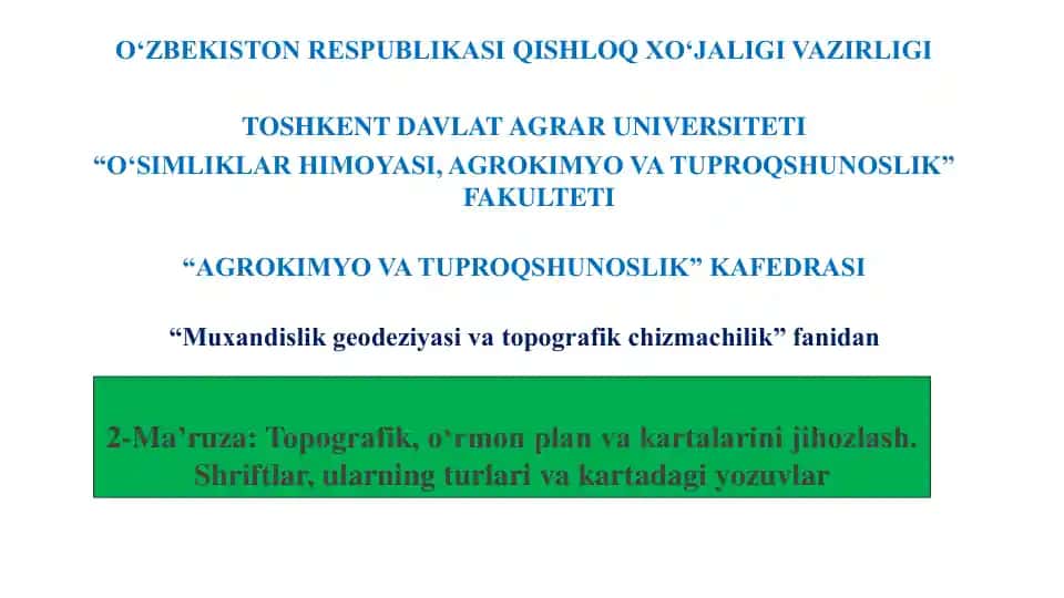 Topografik plan va kartalar