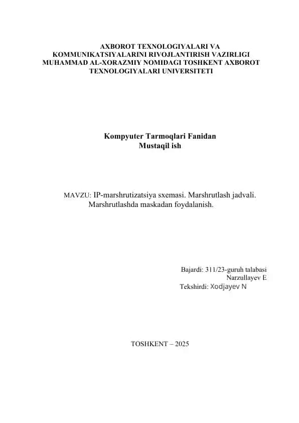 IP-marshrutizatsiya sxemasi