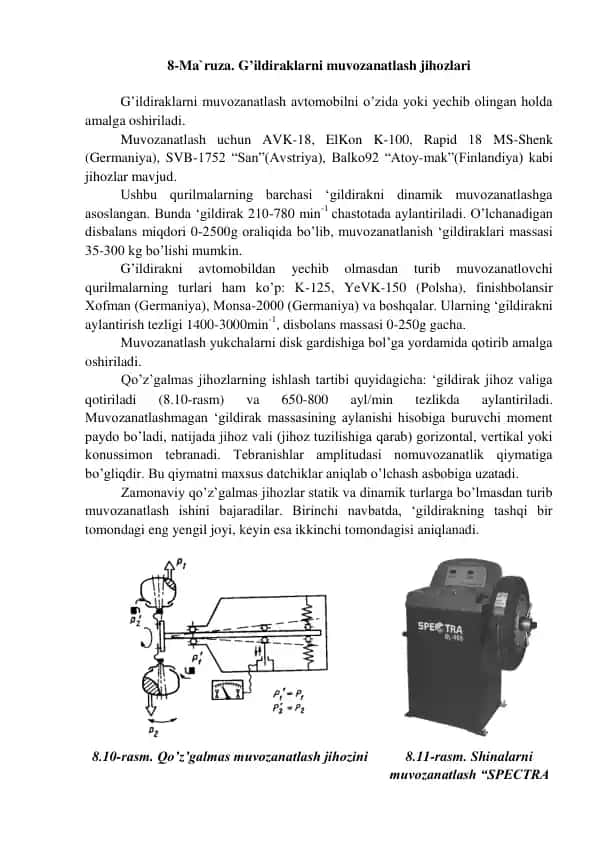 G’ildiraklarni muvozanatlash jihozlari