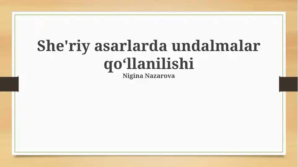 She'riy asarlarda undalmalar qo‘llanilishi