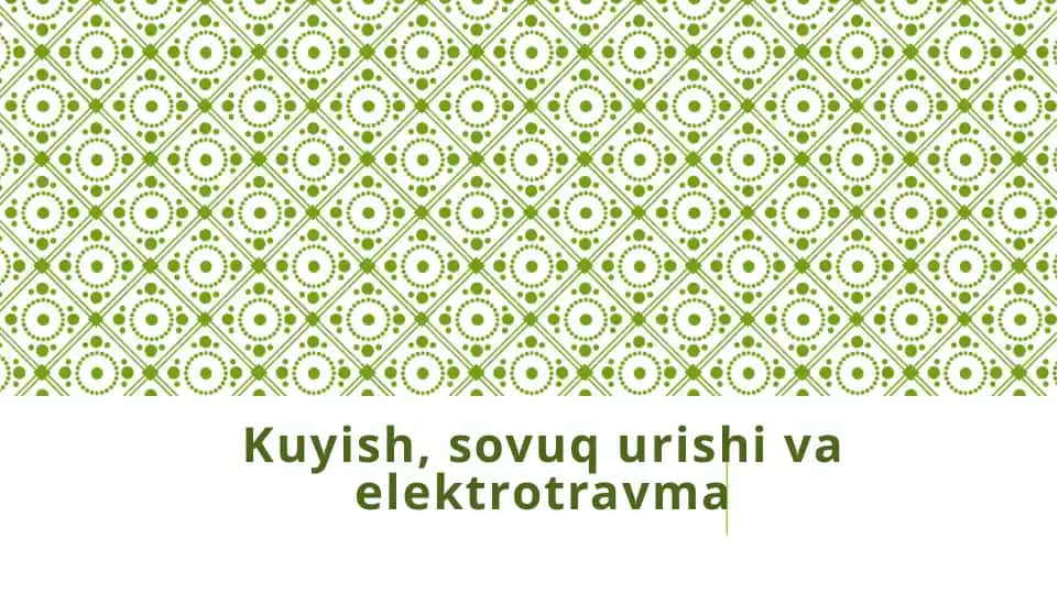 Kuyish, sovuq urishi va elektrotravma