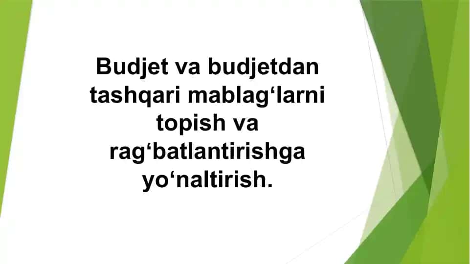 Budjet va budjetdan tashqari mablagʻlarni topish va ragʻbatlantirishga yoʻnaltirish