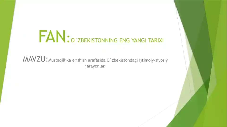 O`ZBEKISTONNING ENG YANGI TARIXI