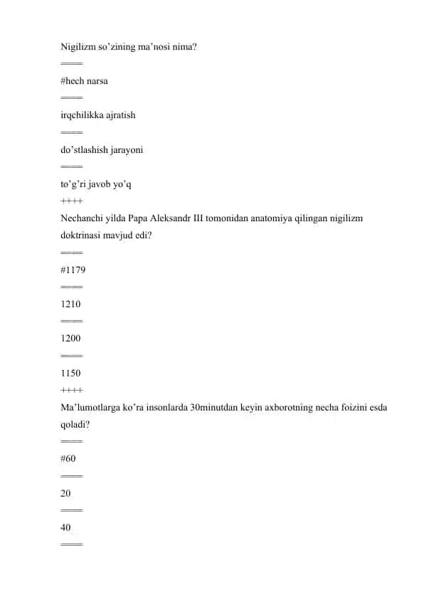 Nigilizm haqida savollar