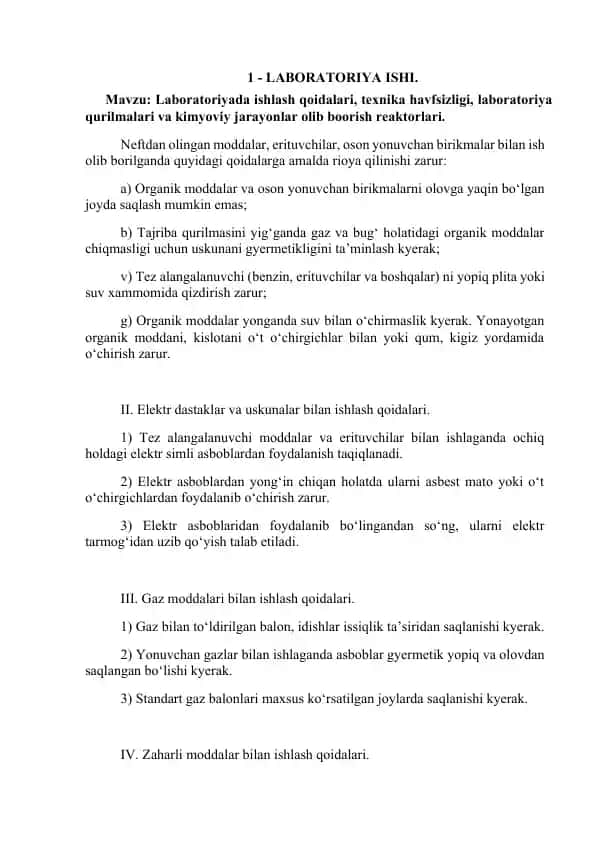 Laboratoriya ishi bo‘yicha qo‘llanma