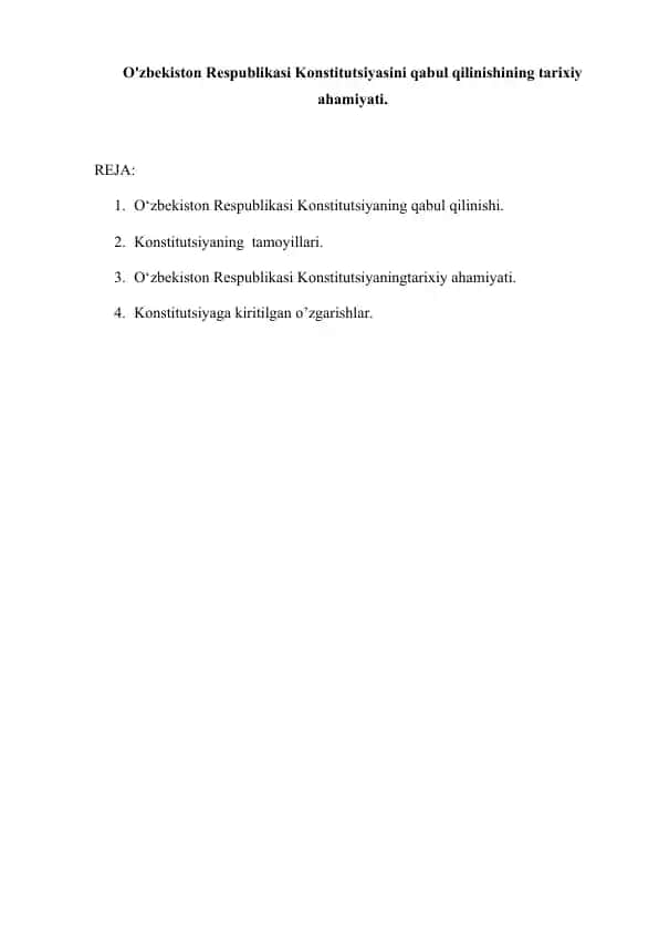 O'zbekiston Respublikasi Konstitutsiyasining qabul qilinishi