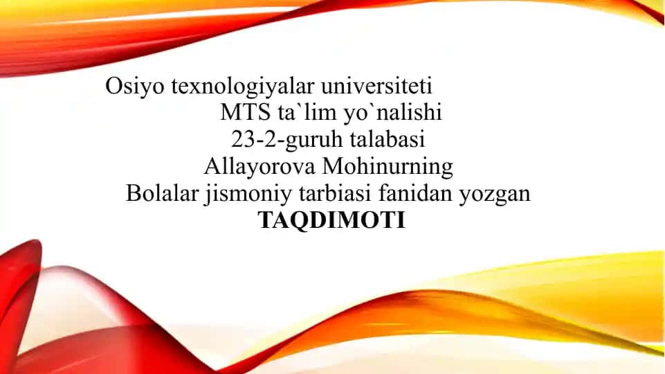 Bolalar Jismoniy Tarbiyasi