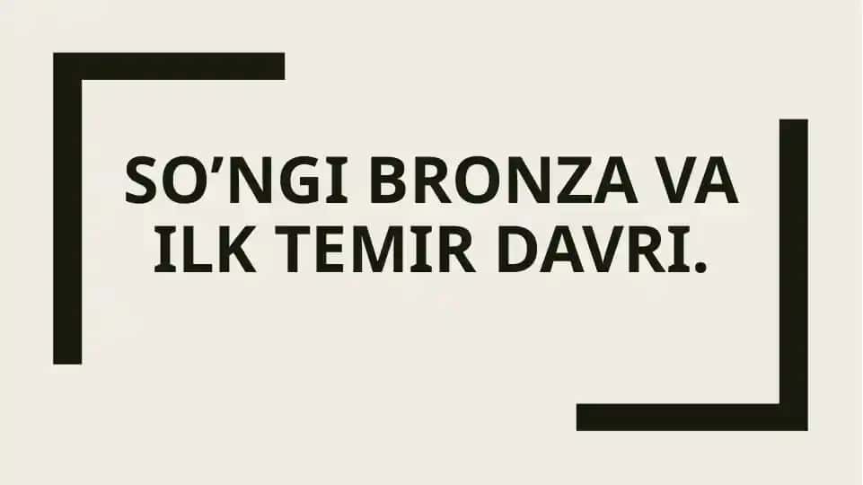 So’ngi bronza va ilk temir davri