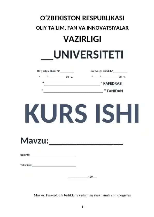 Frazeologik bir birliklar va ularning shakllanish etimologiyasi