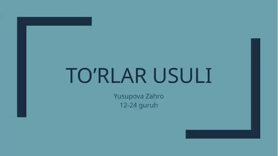 To'rlar usuli