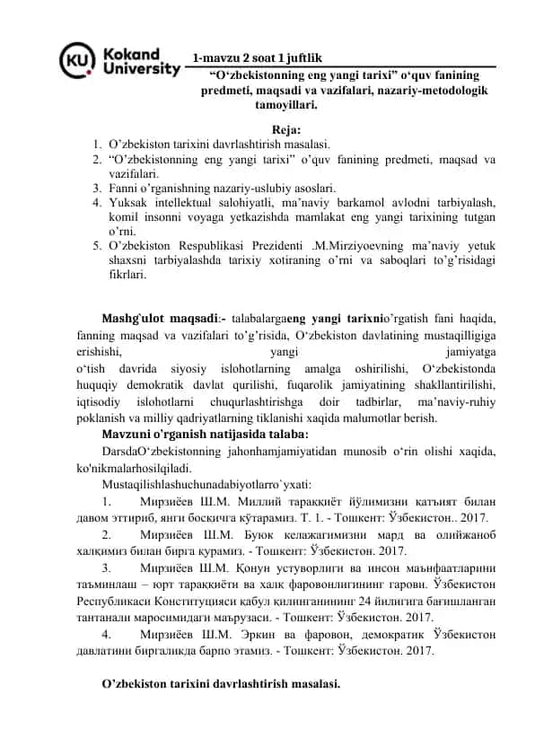 O‘zbekistonning eng yangi tarixi