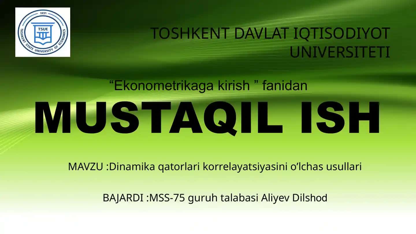 Dinamika qatori va korrelyatsiya usullari