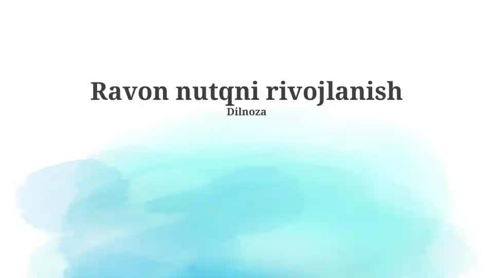 Ravon nutqni rivojlanish