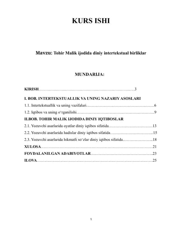 Tohir Malik ijodida diniy intertekstual birliklar